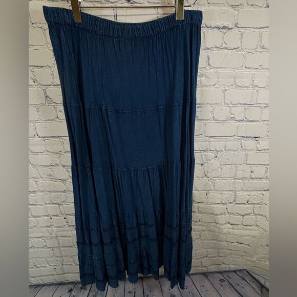 Studio West Apparel Two Piece Festival Boho Stevie Denim Look Top Skirt LP - Picture 11 of 15